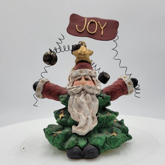 Vintage Santa Tree Christmas Ornament Santa Resin Table Top Holiday Decoration - Picture 1 of 10